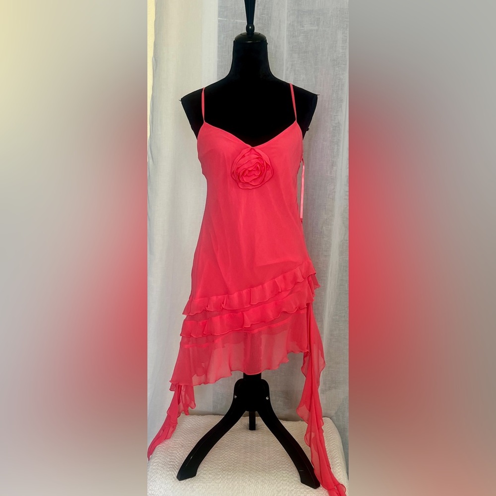 Chicorange mini layered Dress with Floral Accent